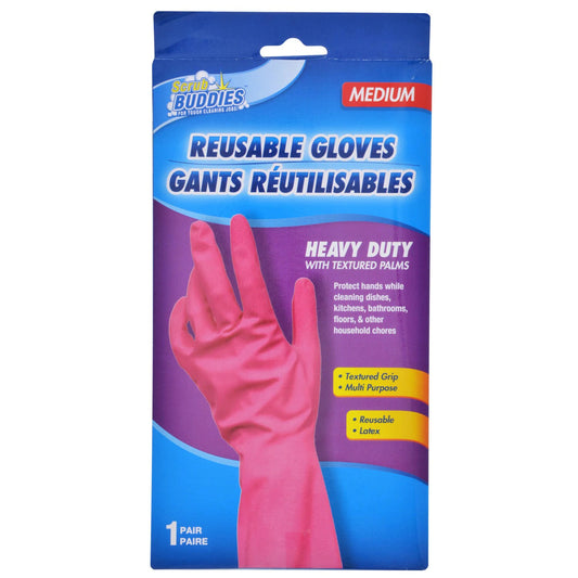 Scrub Buddies Long-Cuff Medium Pink Reusable Latex Gloves